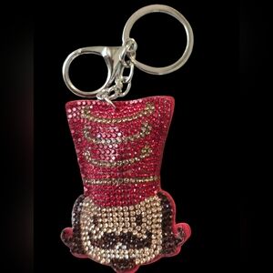 Red and Gold Nutcracker Rhinestone Bag Charm / Keychain